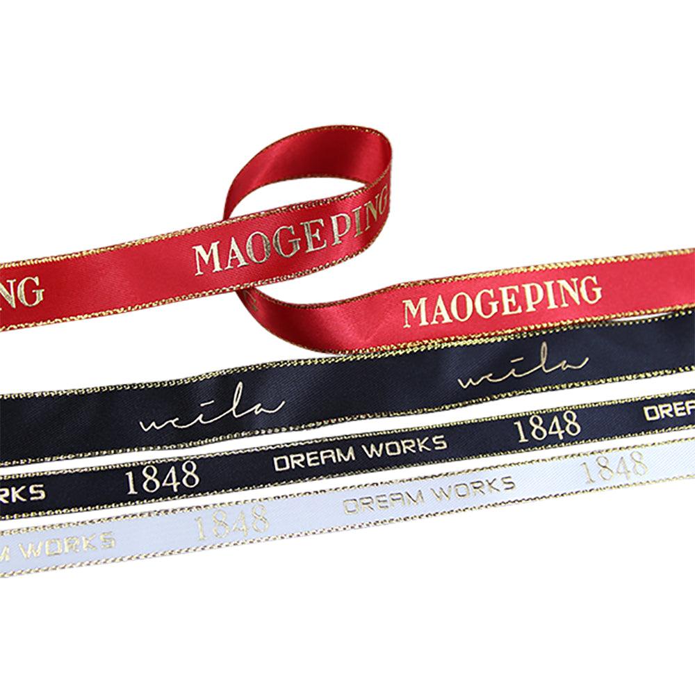 100 Yards Personalized Metallic Gold Ribbon with Custom Wedding Logo for Gifts & Decorations - Wholesale Customized Store